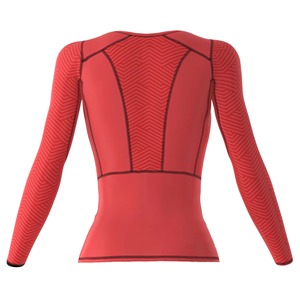 Haut de compression respirant de haute qualité pour femmes, personnalisé, pour le fitness et le sport, imprimé par transfert thermique, 100 % polyester, col en V, coupe courte - Product Image 3