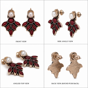 Dernières Créations : Boucles d'Oreilles Pendantes en Argent Plaqué Vieilli avec Pierre Rouge Sertie, pour Femme - Fournisseur en Gros de Bijoux |   Fabricant direct d'usine - Product Image 1