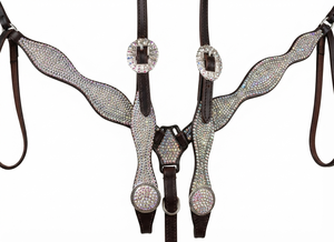 Ensemble de bridon et de peignoir en cuir orné de strass en cristal pour selle western, léger, saisonnier, pour l'équitation - Product Image 2