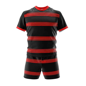 Tenue de rugby athlétique à séchage rapide, maillot et short avec coupe confortable pour entraînement intensif en équipe, uniforme de rugby durable pour équipe. - Product Image 1