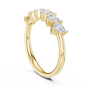 Anillos de Compromiso de Moda con Certificación IGI, Diamante Cultivado en Laboratorio de Corte Pera de 1.5CT en Total, Banda de Media Eternidad, Oro Amarillo de 14K, para Bodas y Fiestas - Product Image 4