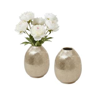 Juego de 2 jarrones de flores de aluminio de primera calidad, elegantes jarrones de metal plateado para decoración del hogar y bodas, jarrones de hierro con acabado. - Product Image 5