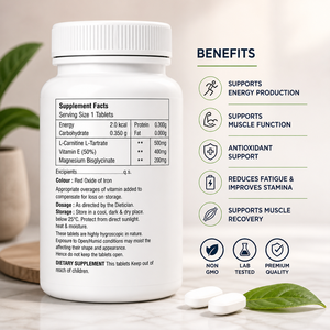 Fabricant OEM de comprimés de bisglycinate de magnésium, de L-carnitine et de vitamine E pour l'énergie et le soutien musculaire - Product Image 3