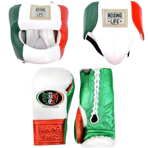 Guantes de boxeo de cuero personalizados con cordones, guantes de sparring, protector de cabeza, protector de entrepierna, conjunto de equipo profesional para boxeo. - Product Image 3