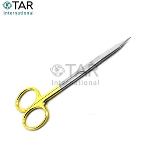 Tijeras Goldman Fox Rectas TC 13cm de Acero Inoxidable, Instrumentos Quirúrgicos Médicos, Anillos Dorados, Precio al por Mayor, Proveedor a Granel - Product Image 2