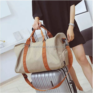 Premium Black Travel Duffle Bag Large Capacity Waterproof Oxford Weekender with Brown Contrast Straps and Padded Shoulder Strap - Product Image 6