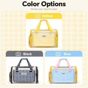 Bolsa de Transporte para Mascotas, Diseño a Cuadros, para Gatos y Perros Pequeños, Transpirable, de Tela Oxford, con Correa para el Hombro y Clip de Seguridad - Product Image 6