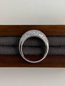 14K Gold Pavé <b>Dome</b> Lab Grown Diamond <b>Ring</b> Bombé Statement <b>Ring</b> Iced Out Cocktail <b>Ring</b> Bold Luxury Diamond Band Design - Product Image 4