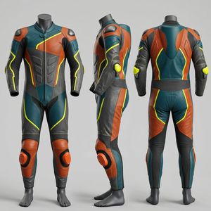 Combinaison de course moto professionnelle en cuir de vachette, homologuée CE, respirante, équipement de protection pour la conduite à moto - Product Image 1