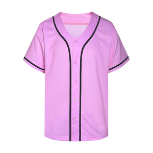 Women's Pink Baseball Jersey Short Sleeve Button Front Breathable Polyester <b>Sport</b> <b>Apparel</b> Regular Fit Solid Color All Seasons - Product Image 1