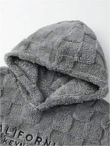 Superior international <b>Hoodies</b> for <b>Men</b> Fuzzy <b>Sherpa</b> Pullover Letter Graphic Embroidery Long Sleeve Fall Winter <b>Fleece</b> Hooded - Product Image 4