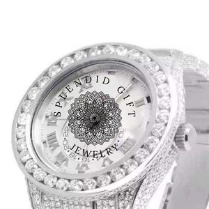 Splendide montre de luxe en diamant, 30 mm, cadran rond, quartz analogique, bracelet en acier inoxydable, verre saphir, fermoir déployant - Product Image 3