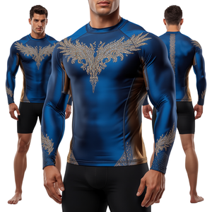 Men Royal Phoenix Rhinestone Compression Sublimated Anti-Bacterial Breathable Quick Dry Sleeveless Rash Guard Performance Shirt - Product Image 2