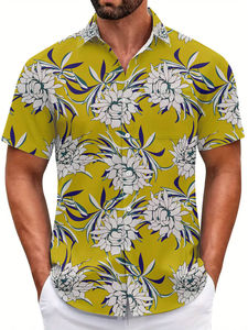 <b>Men's</b> Summer Retro Solid Canvas <b>Hawaiian</b> V-neck <b>Shirt</b> 3D Digital Printing Anti-Pilling Eco-Friendly Breathable 2026 Beach - Product Image 4