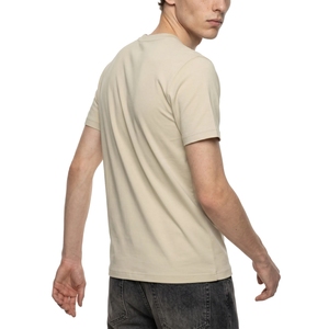T-shirt en coton uni beige à col rond coupe classique pour homme, basique décontracté à manches courtes, vente en gros, t-shirt vierge - Product Image 4