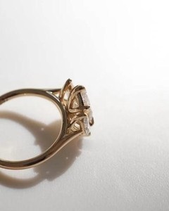 Marquise Cut Diamond Cluster <b>Ring</b> in Yellow Gold Three Stone Engagement <b>Ring</b> Vintage Inspired Bridal <b>Ring</b> <b>Fine</b> Diamond Jewelry - Product Image 2