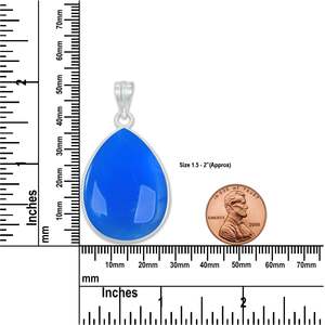 จี้ห้อยคอวินเทจสีฟ้าคาลซิโดนี ทำด้วยมือ ชุบเงิน ทองเหลือง ขายส่ง อัญมณีคริสตัล ของขวัญ - Product Image 2