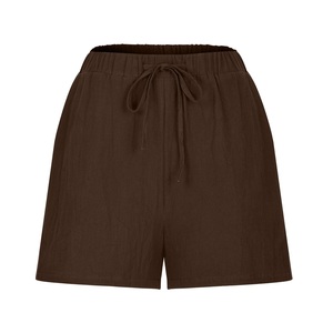 Shorts de sport d'été personnalisés pour femmes, taille haute élastique, coupe ajustée, 100% coton toile, pour la gym, l'entraînement et la course à pied - Product Image 2