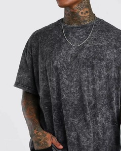 T-shirt décontracté pour homme, style vintage, tricoté, grammage lourd, effet délavé soleil, respirant, personnalisable, design OEM, effet délavé - Product Image 2