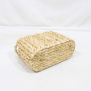 Hot Selling Natural Water Hyacinth <b>Straw</b> Rectangle Storage <b>Basket</b> Beige Color Rustic Organizer for Home Use - Product Image 4
