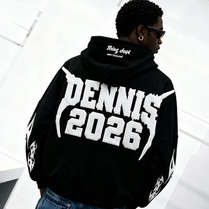 Vente en gros de sweats à capuche d'hiver personnalisés pour hommes, en coton biologique 100% épais, avec impression vintage en relief, coupe oversize à épaules tombantes et ample - Product Image 3