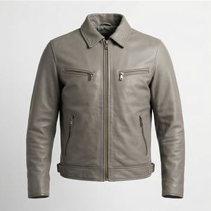 Veste en cuir véritable pour homme NAI-0470A, style motard, fermeture éclair, taille XL, idéale pour l'été, article de vente en gros, couleur personnalisable - Product Image 1