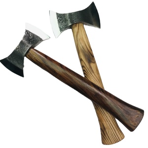Handmade Flat Backed <b>Axe</b> Head Carbon Steel Blade Wood <b>Handle</b> with Leather Sheath DIY Industrial Grade Garden Pruning Hatchet - Product Image 1