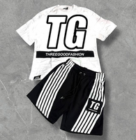 Ensemble de survêtement décontracté pour homme avec logo personnalisé, 100% coton velours, sequins thermocollés, séchage rapide, fermeture éclair, polo et short de jogging