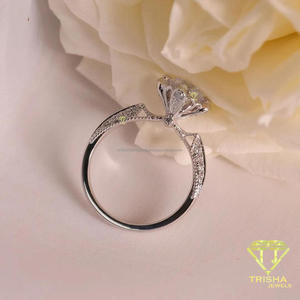Elegant Round Cut Moissanite Diamond <b>Ring</b> In <b>925</b> Sterling <b>Silver</b> For Women With Sparkling For Engagement And Wedding - Product Image 2