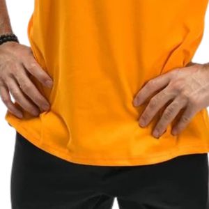 เสื้อยืดคอกลมแขนสั้นผู้ชาย สีส้ม ทรงโอเวอร์ไซส์ เรียบง่าย สวมใส่สบายๆ ในฤดูร้อน เหมาะสำหรับใส่ทุกวัน - Product Image 3