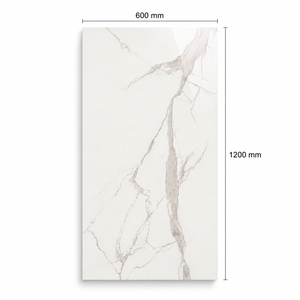 Carrelage en céramique vitrifiée à motif marbre blanc minimaliste moderne 600x1200mm, imperméable et antidérapant pour sol de salle de bain - Product Image 4