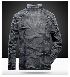 Winters <b>Warm</b> <b>Men's</b> Solid Denim <b>Jacket</b> OEM Casual Outwear Stand Collar Single Button Oversize Sherpa Lining Quick Dry - Product Image 5