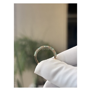 Élégante bague demi-éternité en diamant de laboratoire taille marquise 0,25 ct avec feuilles alternées, alliance de mariage pour femme, fabriquée en or massif 14 carats - Product Image 3