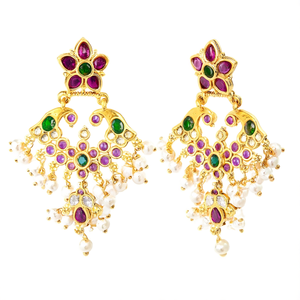 Kemp Stone Embellished Chandelier Stud Earrings-Vintage Bohemian Tassel Design - Product Image 1