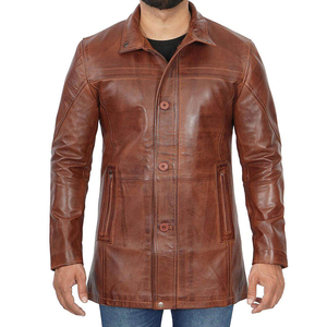 <b>Men's</b> Genuine Leather <b>Long</b> Trench <b>Coat</b> Turn-down Collar Single Breasted Regular Sleeve Overcoat <b>long</b> leather <b>coat</b> - Product Image 6