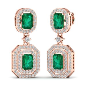 REYES Elegance - Pendientes Colgantes de Oro de 14K con Diamantes, Esmeralda Verde de 4.24 Quilates Cultivada en Laboratorio, Calidad Premium, para Mujer - Product Image 6