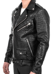 Veste en cuir véritable pour homme, motif python, vêtement d'extérieur de créateur, style motard haut de gamme, fabrication OEM sur mesure - Product Image 5