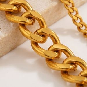 สร้อยข้อเท้าทอง 18K ชุบทองเหลืองแบบคิวบา สำหรับทุกเพศ สไตล์ฮิปฮอป - Product Image 3