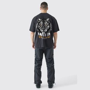 Nouveau T-shirt Homme de Luxe 100% Coton Col Côtelé Oversize Épaules Tombantes Streetwear Imprimé Logo Personnalisé T-shirt Vierge - Product Image 1
