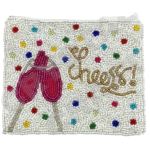 Cheers Colorful Customized Embroidered <b>Seed</b> Beaded Handmade Coin Pouch Wallet Coin Purse with Fashionable Accessory Features - Product Image 1
