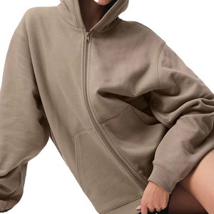 High Quality Custom Heavyweight Full Zip Hoodie Unisex Oversized French Terry Streetwear OEM Private Label Zip Hoodie Supplier - Product Image 4