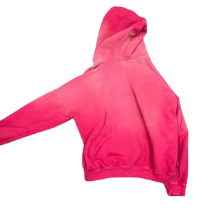 Sweat à capuche rose délavé effet soleil, coupe oversize en coton, unisexe, streetwear, logo personnalisé, fabricant OEM - Product Image 2