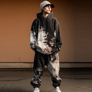 <b>Drop</b> Shoulder Tie Dye Wash Tracksuit Men Winter Fashion Baggy Tie Dye Stone Wash Tracksuits Heavy Weight Vintage Wash Track Suit - Product Image 6