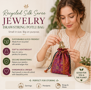 Handmade & Unique Silk <b>Potli</b> Bag for Return Gift & Jewels Packaging Soft & Lightweight Pouch Bulk India Export At Low Price - Product Image 1