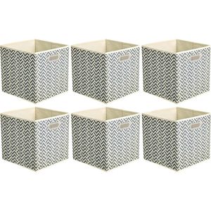 6-Pack Collapsible Cube Storage Organizer <b>Bins</b> 10.5 X 10.5 X 11 Inches Chevron <b>Grey</b> for Clothes Organization - Product Image 1