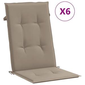 Juego de 6 Cojines para Sillas de Exterior de Poliéster Color Taupe, Espuma de Fibra, Alta Visibilidad y Funda de Asiento Cómoda - Product Image 2