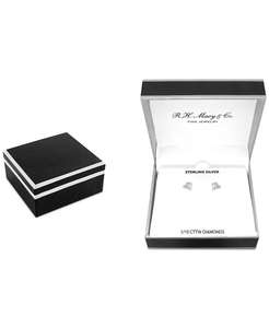 Orecchini a bottone a cuore aperto con diamanti (1/10 ct. T. w.) in argento Sterling | Macacy's - Product Image 3
