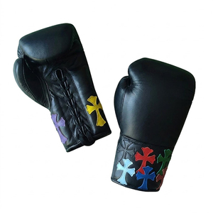 Nuevos Guantes de Boxeo Profesionales Winning Pro Fight, Color Negro, Guantes de Boxeo Personalizados con Diseño Chrome Heart, Hechos con Cuero Genuino - Product Image 1