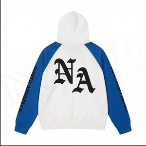 Sweat à capuche oversize pour homme North Approach, manches raglan, blanc et bleu, en coton French Terry, décontracté, pour l'automne, avec poche - Product Image 2