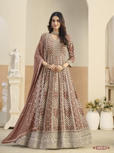 Dhwaja Export Faux Georgette Semi Stitched Anarkali Suit With Embroidery Work - Product Image 4